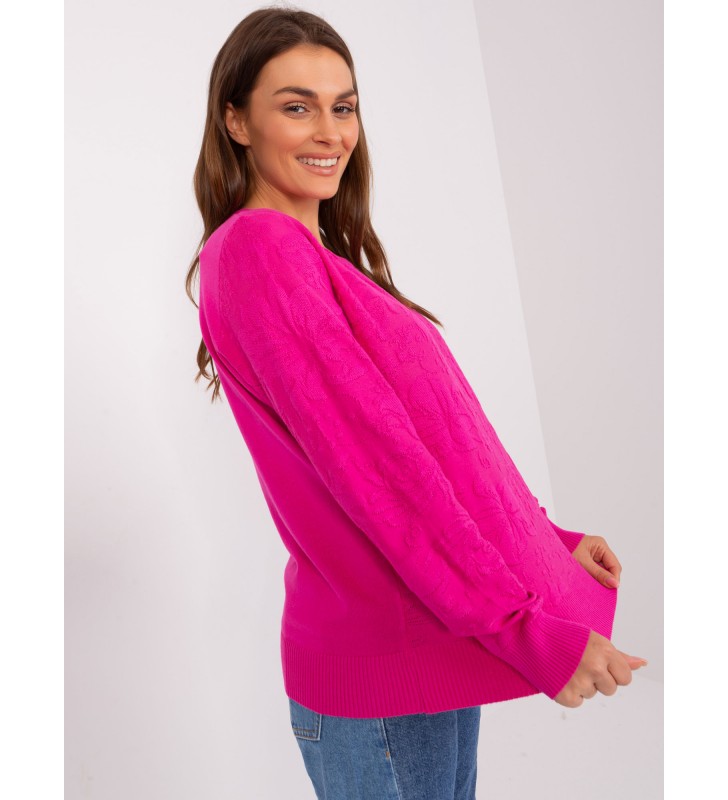 Sweter klasyczny AT-SW-2231A.00P fuksjowy