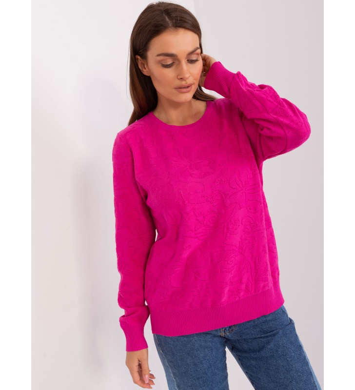 Sweter klasyczny AT-SW-2231A.00P fuksjowy