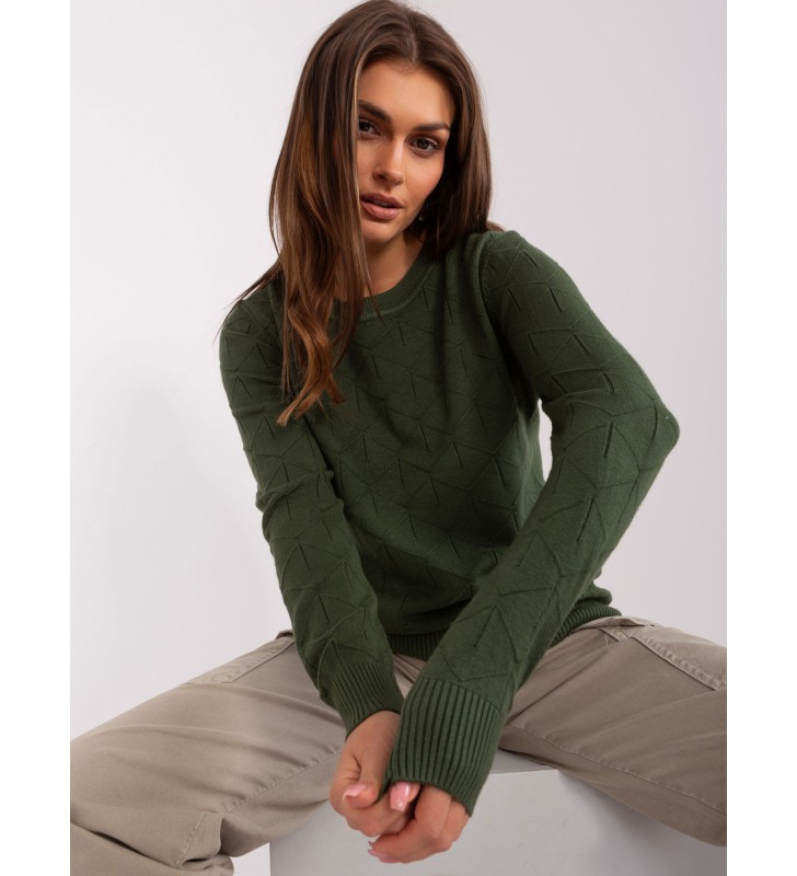 Sweter klasyczny AT-SW-232901.25X khaki