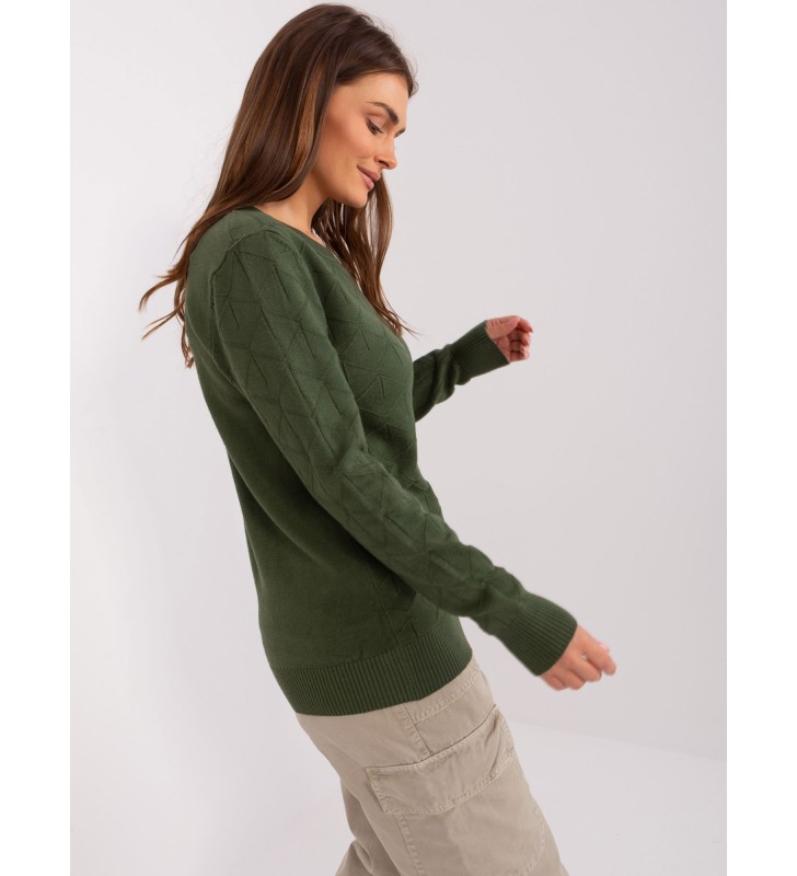 Sweter klasyczny AT-SW-232901.25X khaki