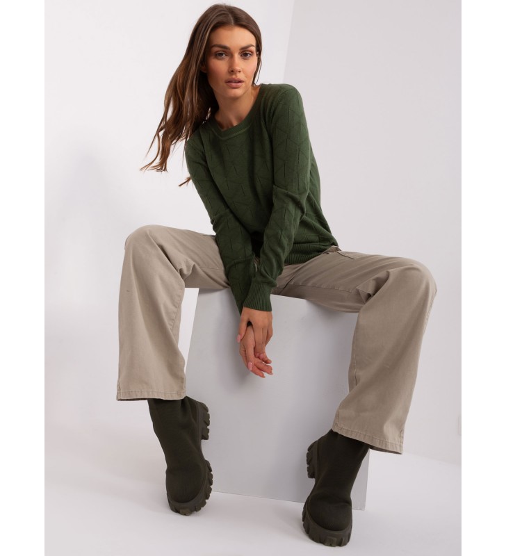 Sweter klasyczny AT-SW-232901.25X khaki