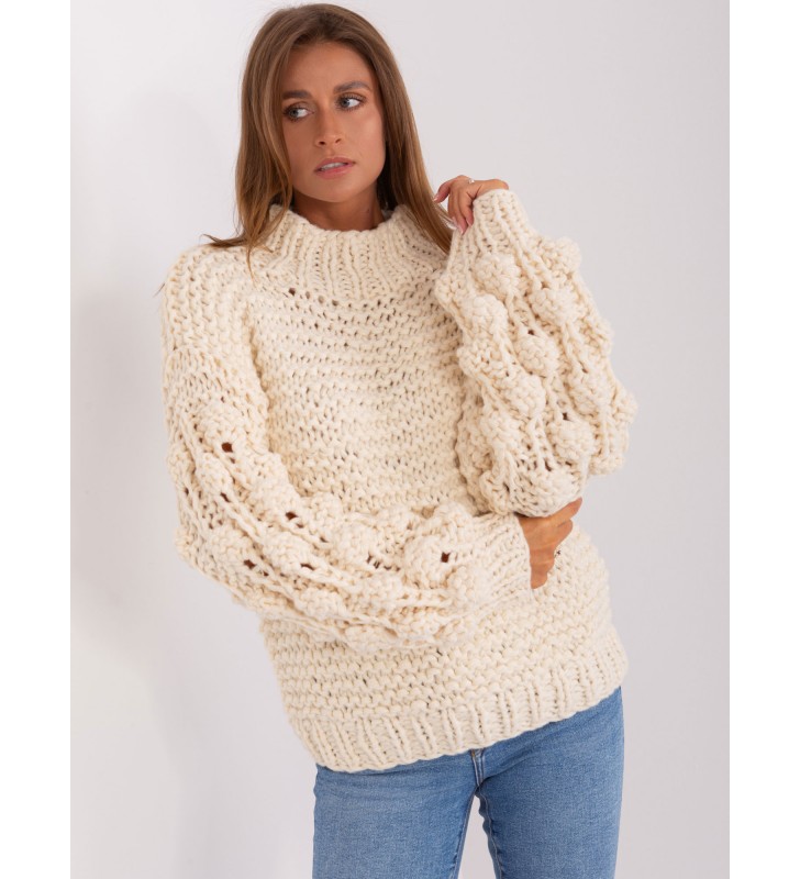 Sweter oversize AT-SW-2382.97P jasny beżowy