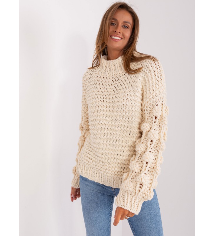 Sweter oversize AT-SW-2382.97P jasny beżowy