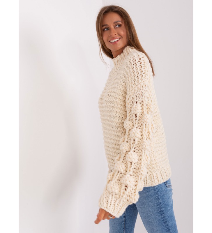 Sweter oversize AT-SW-2382.97P jasny beżowy