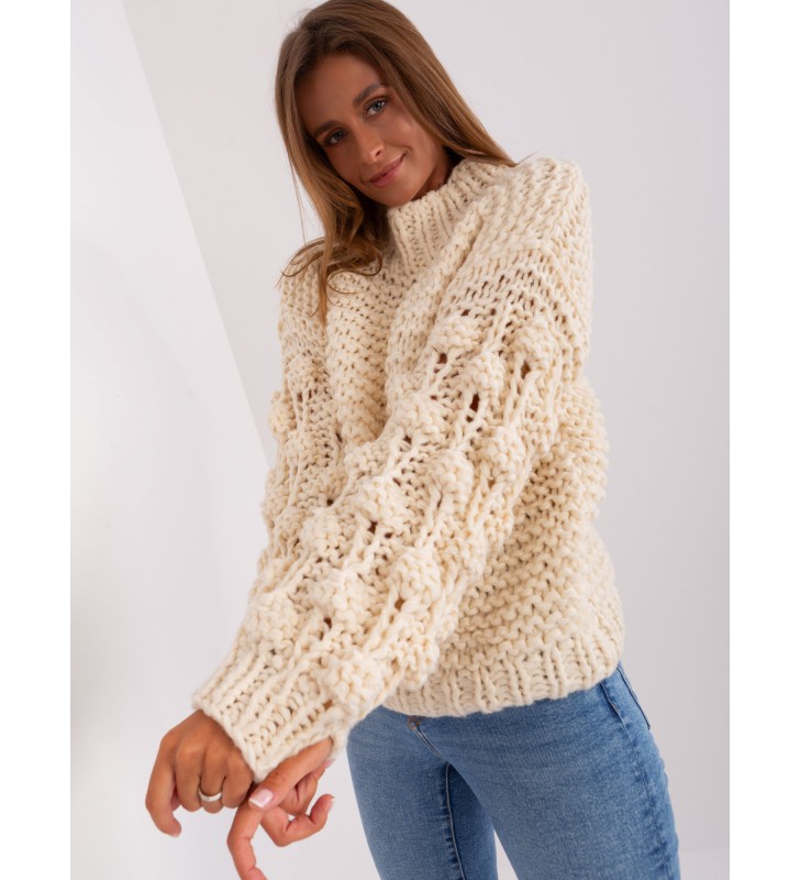 Sweter oversize AT-SW-2382.97P jasny beżowy