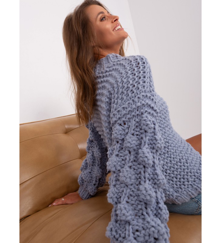 Sweter oversize AT-SW-2382.97P szaro-niebieski