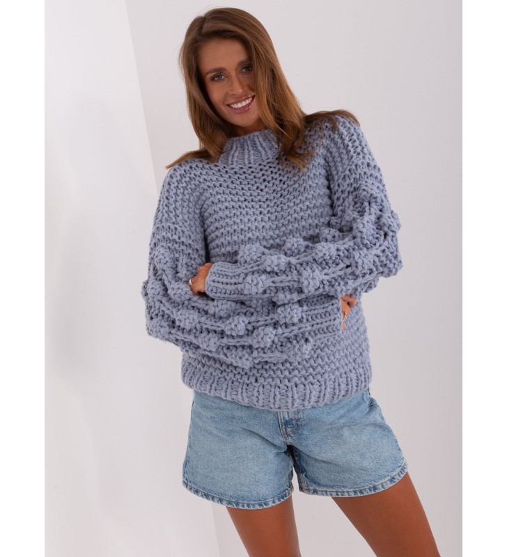 Sweter oversize AT-SW-2382.97P szaro-niebieski