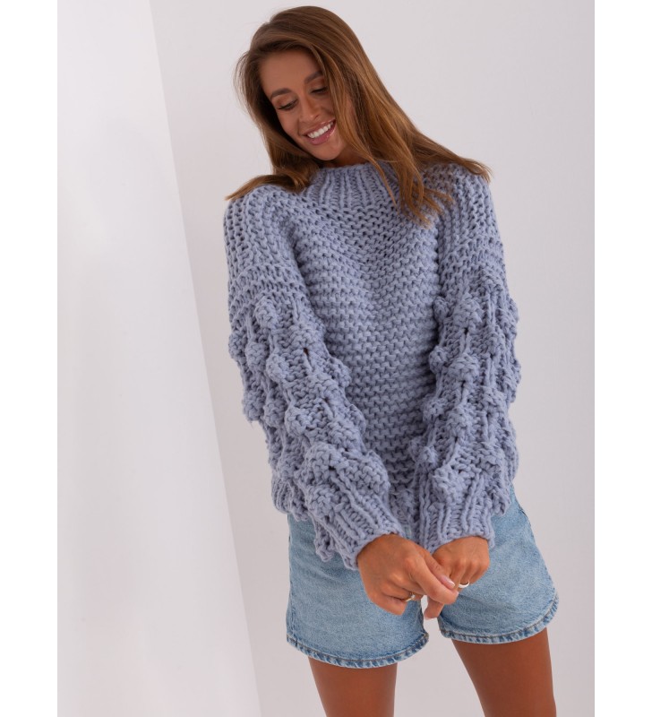 Sweter oversize AT-SW-2382.97P szaro-niebieski