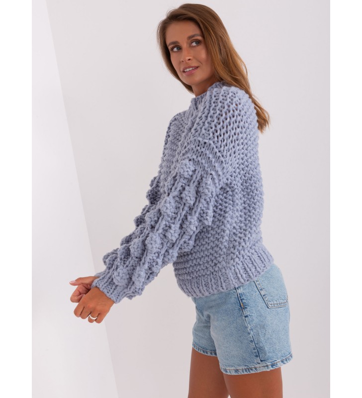 Sweter oversize AT-SW-2382.97P szaro-niebieski