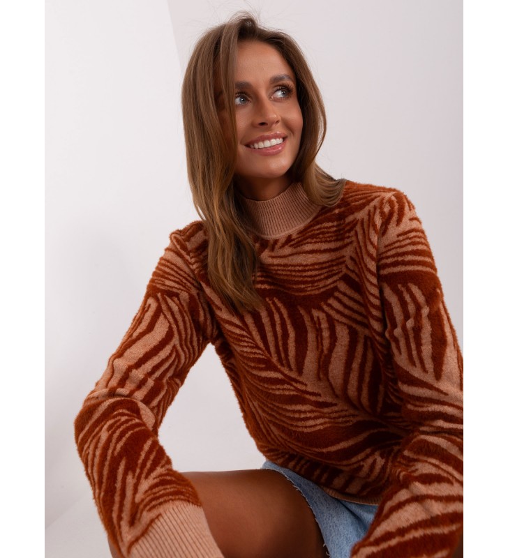 Sweter z golfem AT-SW-2357.96 jasny brązowy