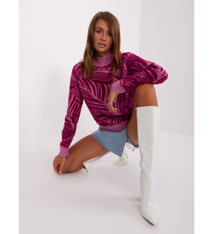 Sweter z golfem AT-SW-2357.96 fioletowy