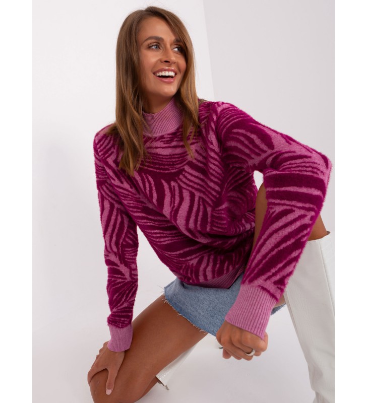 Sweter z golfem AT-SW-2357.96 fioletowy