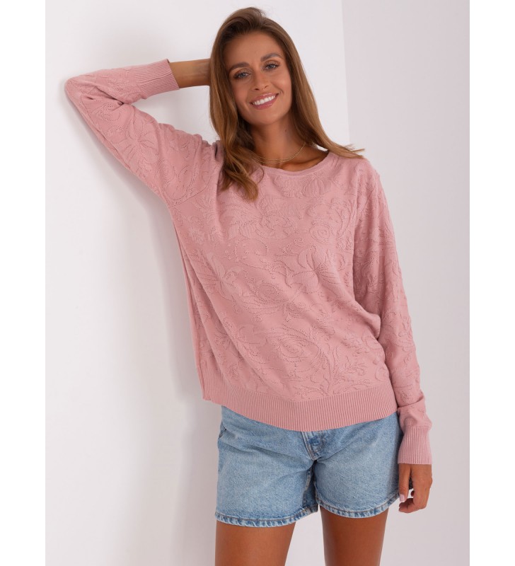 Sweter klasyczny AT-SW-2231A.99P jasny różowy