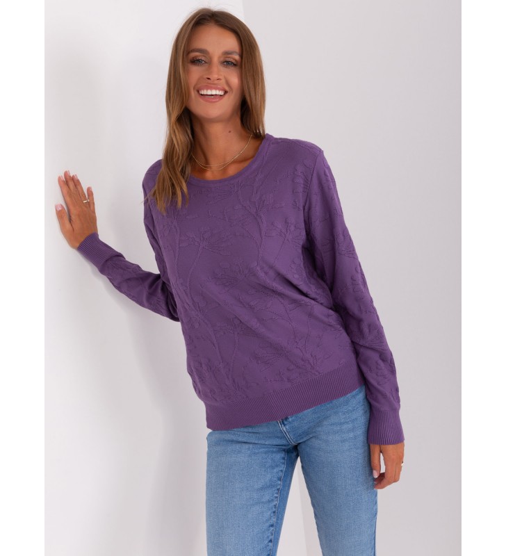 Sweter klasyczny AT-SW-2231.99P fioletowy