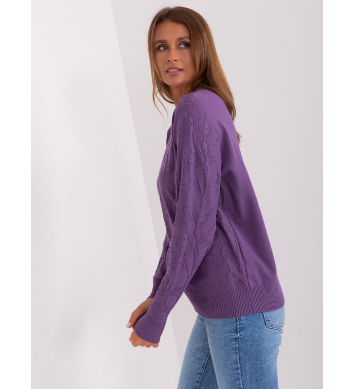 Sweter klasyczny AT-SW-2231.99P fioletowy