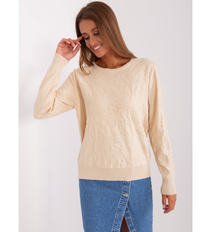 Sweter klasyczny AT-SW-2231.99P jasny beżowy