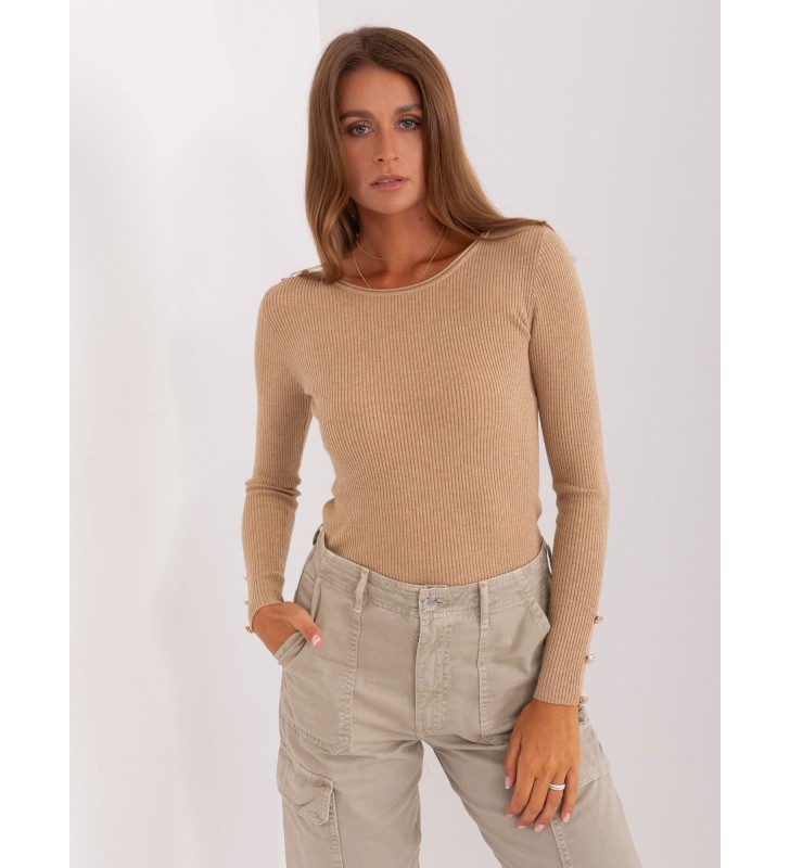 Sweter klasyczny PM-SW-J-3225.93 camelowy