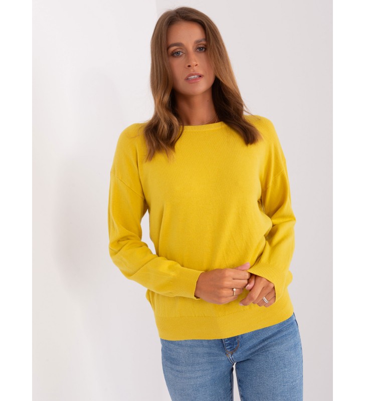 Sweter klasyczny AT-SW-2325.95P żółty