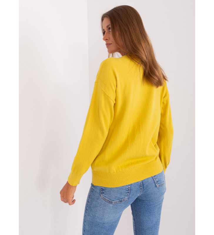 Sweter klasyczny AT-SW-2325.95P żółty