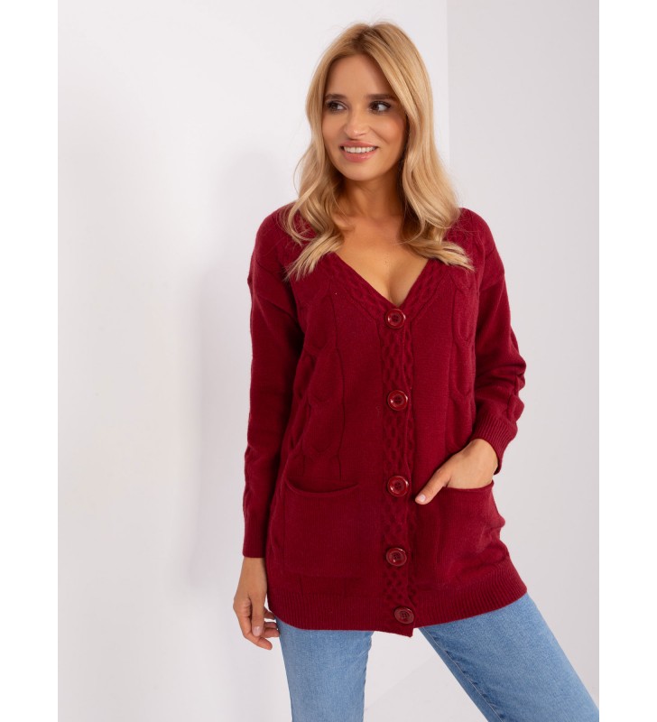 Sweter rozpinany AT-SW-2241.36P bordowy