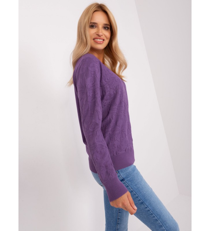 Sweter klasyczny AT-SW-2231A.00P fioletowy