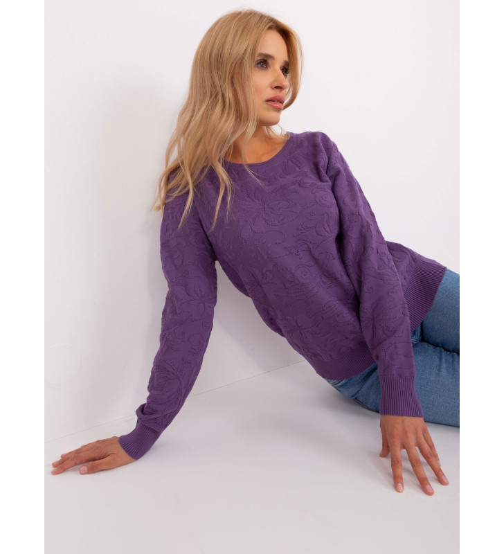 Sweter klasyczny AT-SW-2231A.00P fioletowy