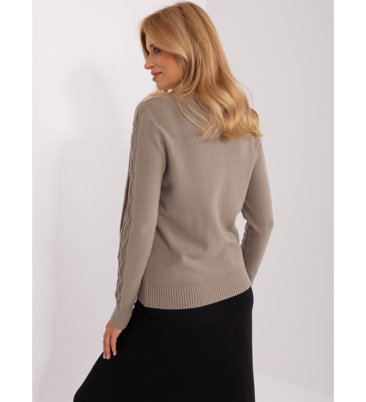 Sweter z warkoczami AT-SW-2329.98P ciemny bezowy