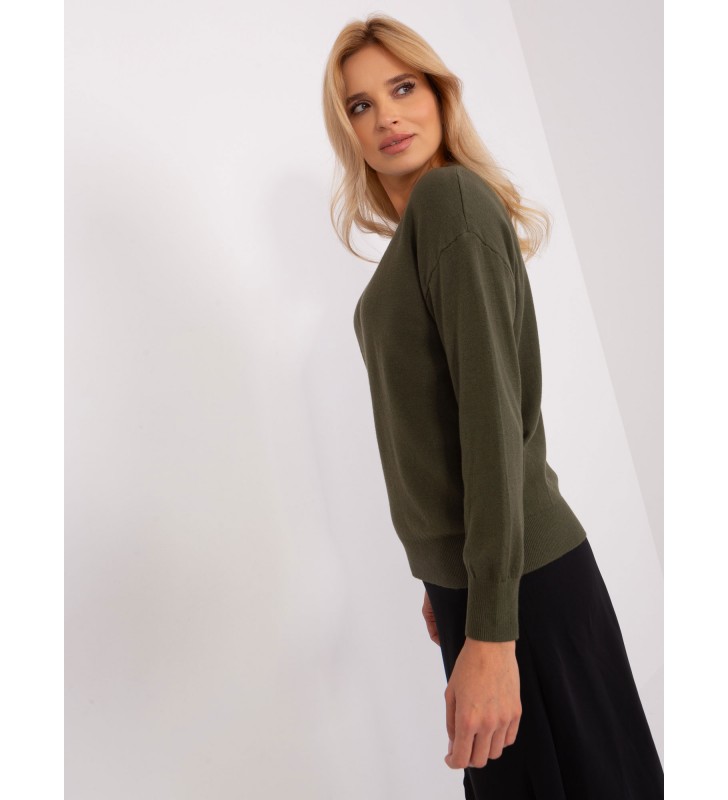 Sweter klasyczny AT-SW-2325.95P khaki