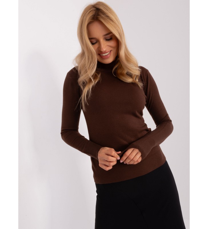 Sweter z golfem PM-SW-PM-20.05 ciemny brązowy