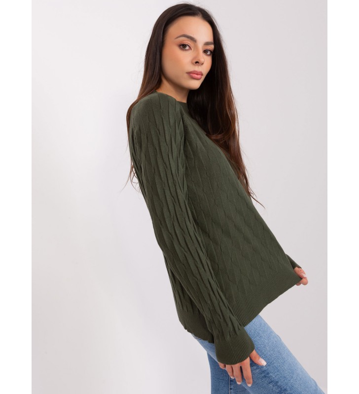 Sweter klasyczny AT-SW-2326.37X khaki