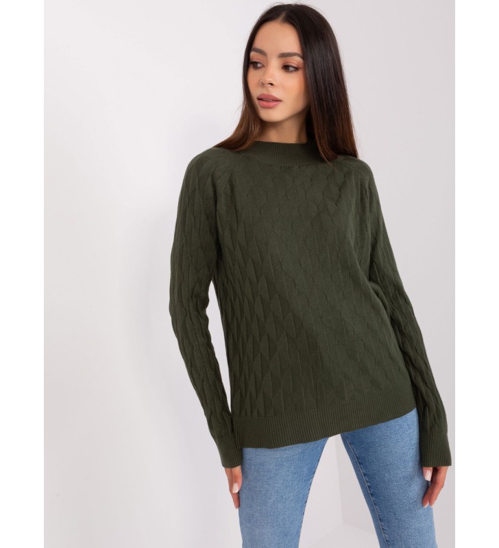 Sweter klasyczny AT-SW-2326.37X khaki