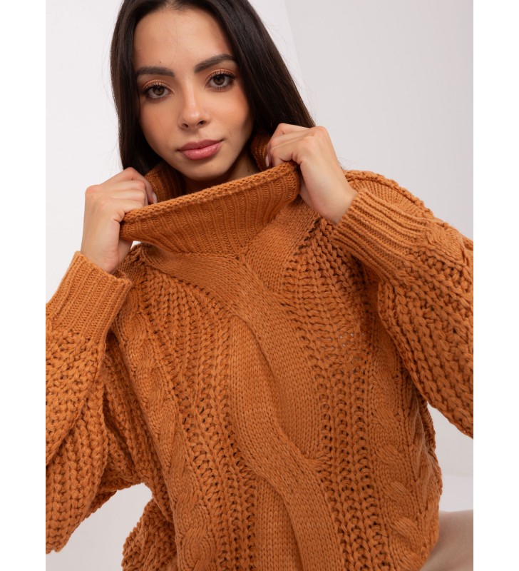 Sweter oversize AT-SW-2350.91P jasny brązowy