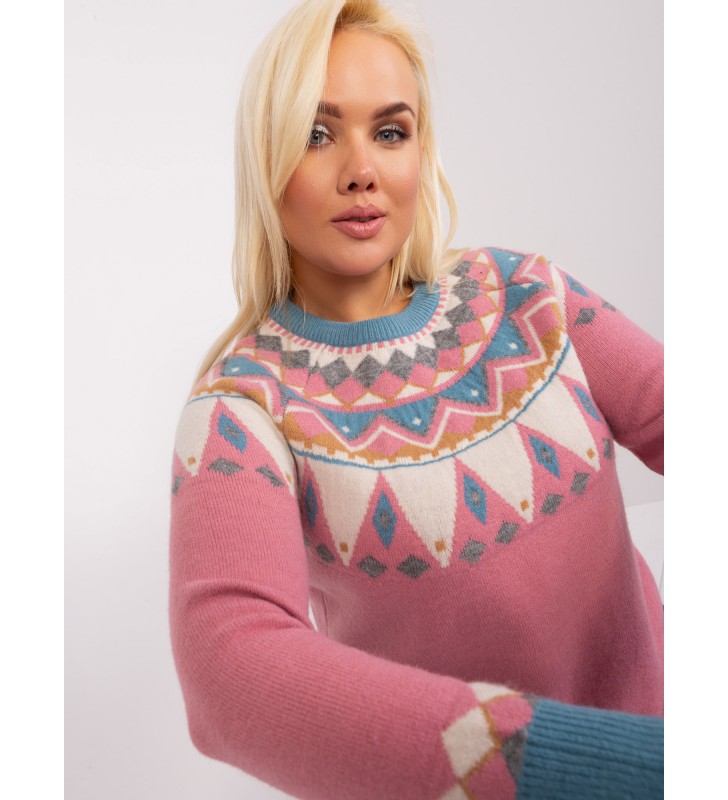 Sweter plus size PM-SW-PM837.31X ciemny różowy