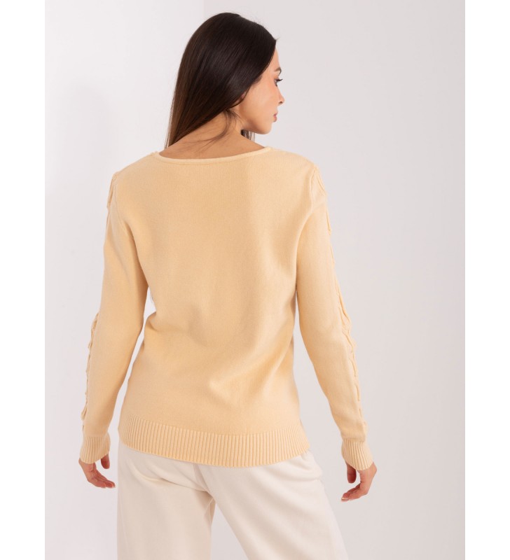 Sweter z warkoczami AT-SW-2329.98P beżowy