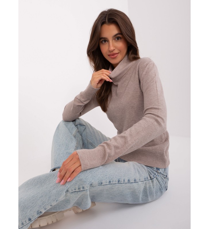 Sweter z golfem PM-SW-PM-20.05 ciemny bezowy