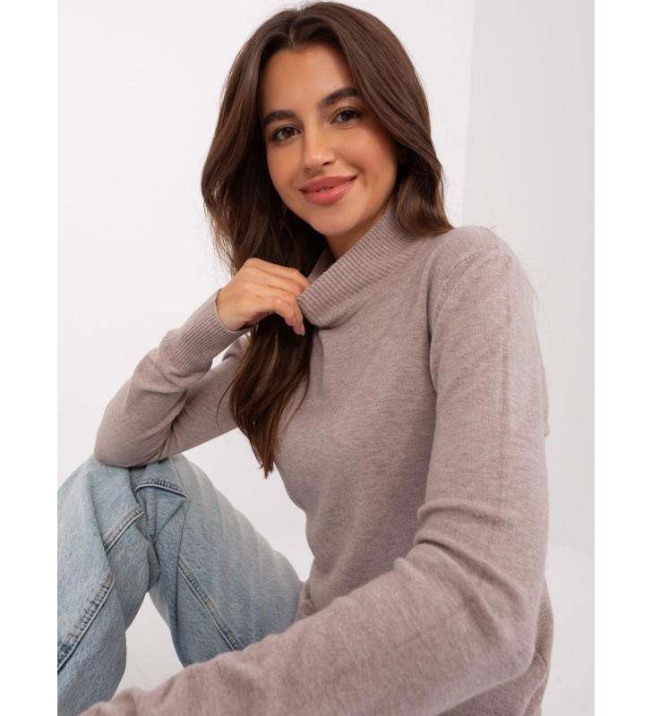 Sweter z golfem PM-SW-PM-20.05 ciemny bezowy