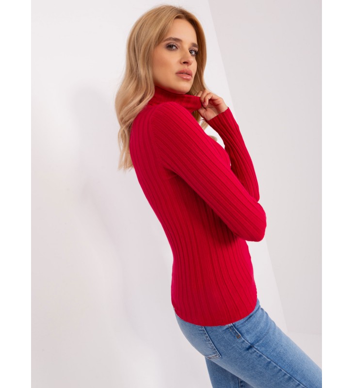 Sweter z golfem PM-SW-1087.09 czerwony