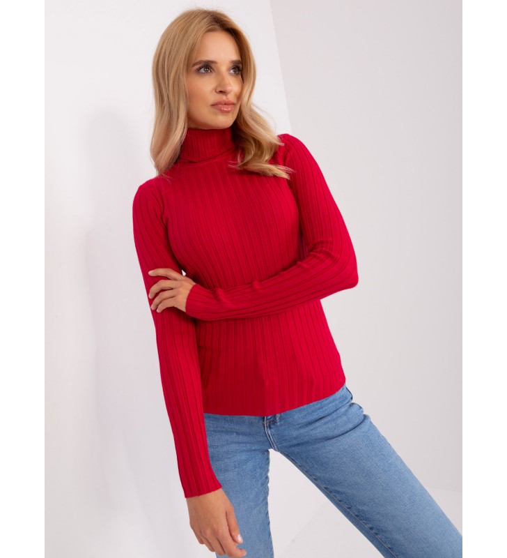 Sweter z golfem PM-SW-1087.09 czerwony