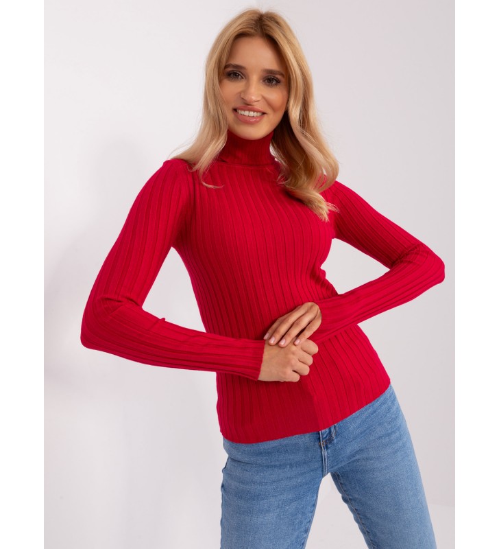 Sweter z golfem PM-SW-1087.09 czerwony