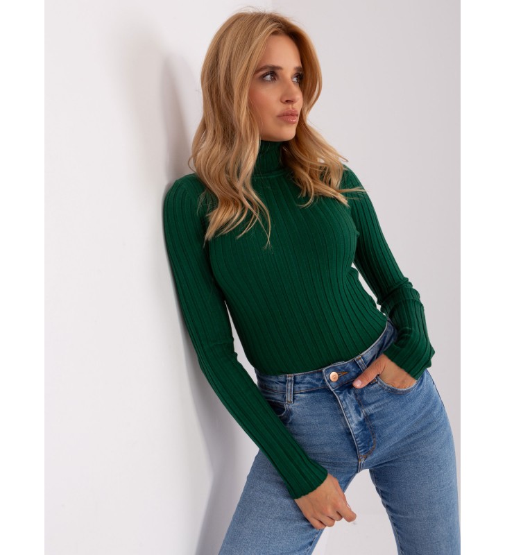 Sweter z golfem PM-SW-1087.09 ciemny zielony