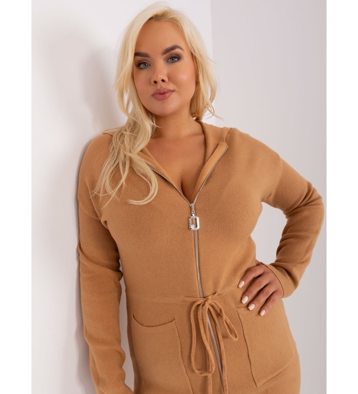 Sweter plus size PM-SW-PM-3735.25X camelowy