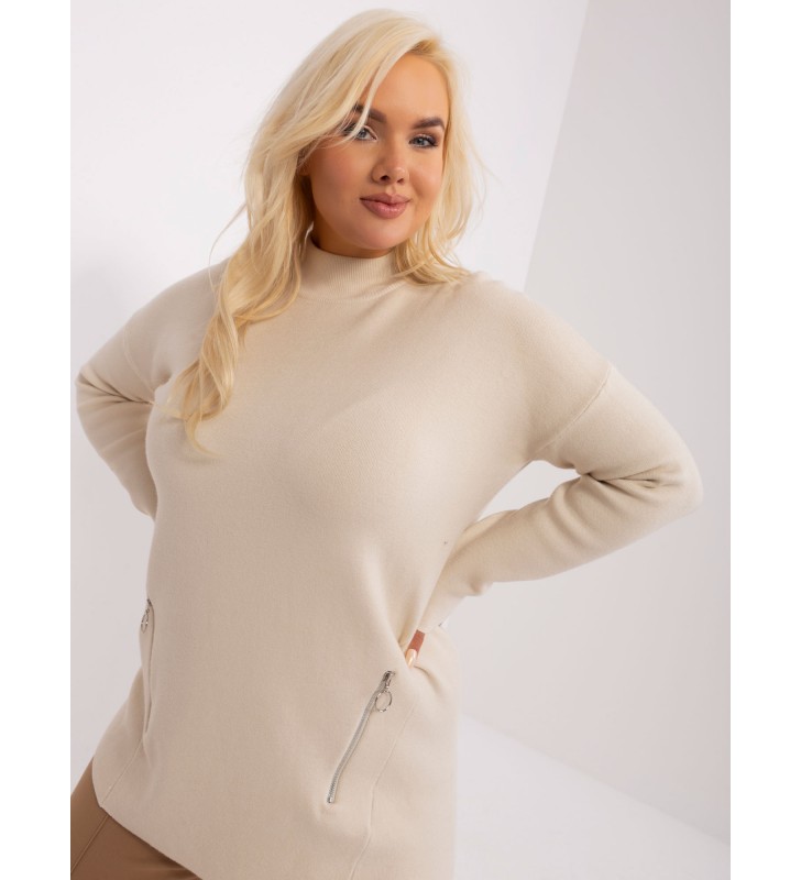 Sweter plus size PM-SW-PM717.20 jasny beżowy