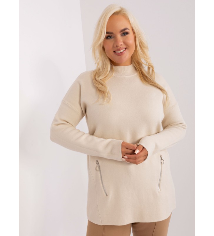 Sweter plus size PM-SW-PM717.20 jasny beżowy