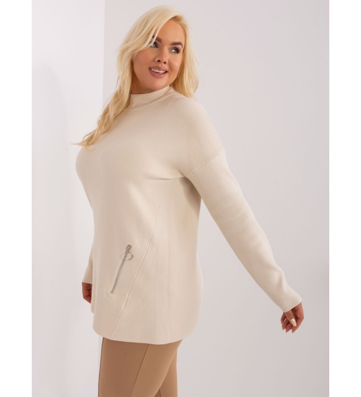 Sweter plus size PM-SW-PM717.20 jasny beżowy