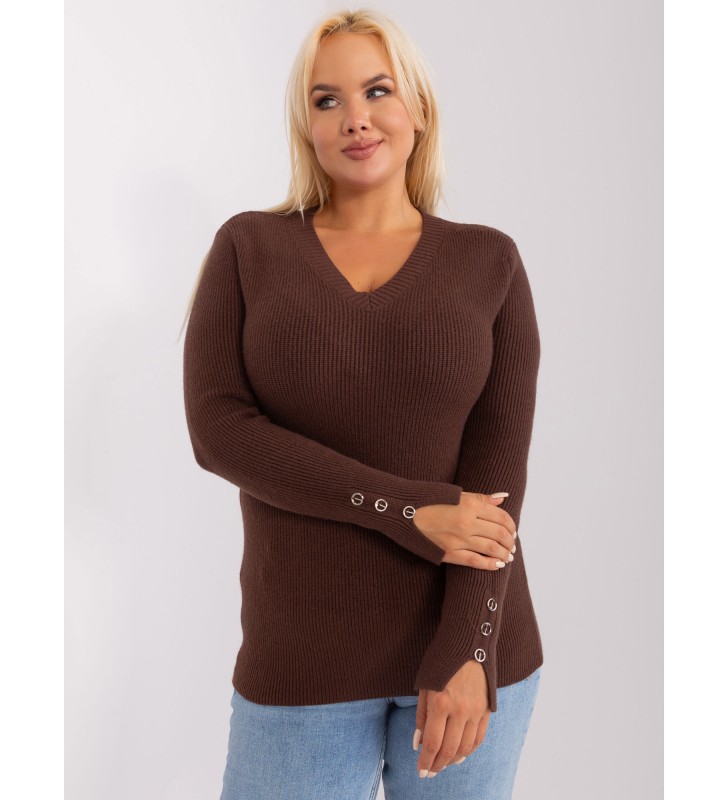 Sweter plus size PM-SW-PM-3770.30 ciemny brązowy