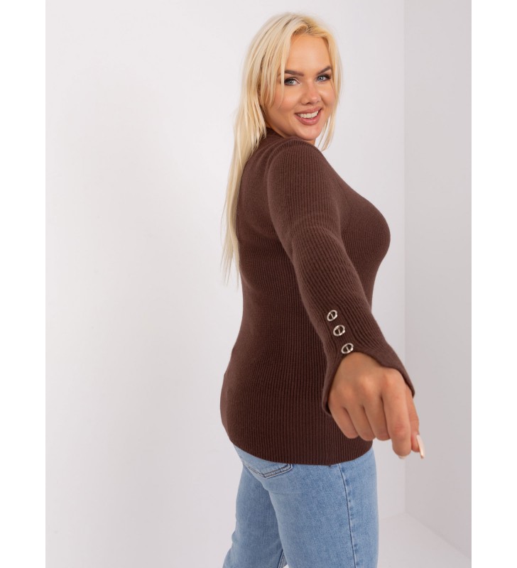 Sweter plus size PM-SW-PM-3770.30 ciemny brązowy