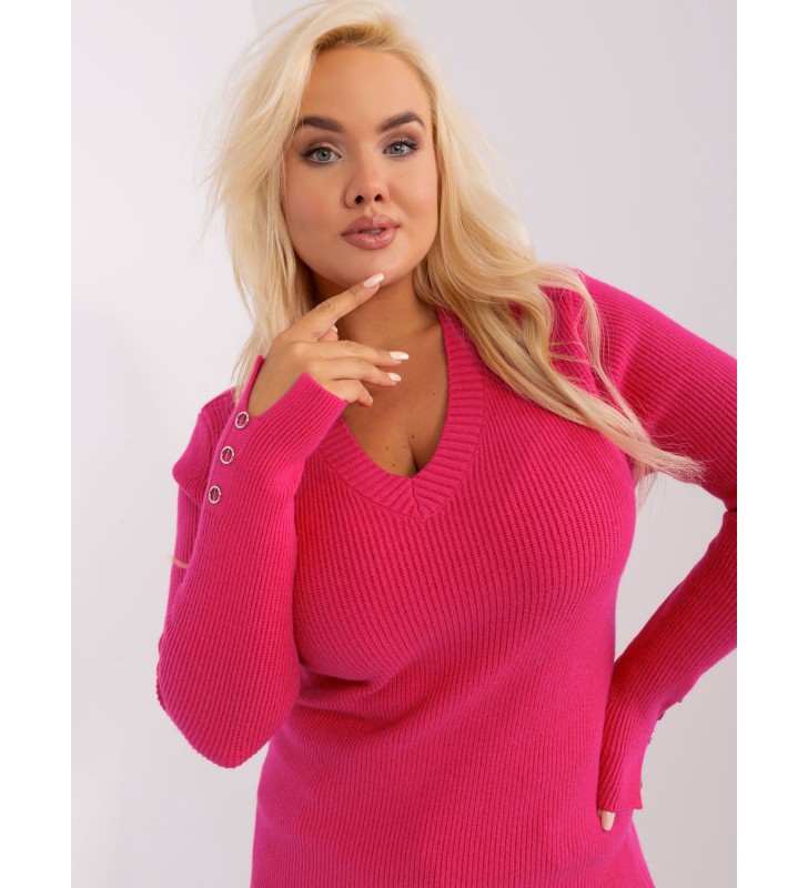 Sweter plus size PM-SW-PM-3770.30 fuksjowy