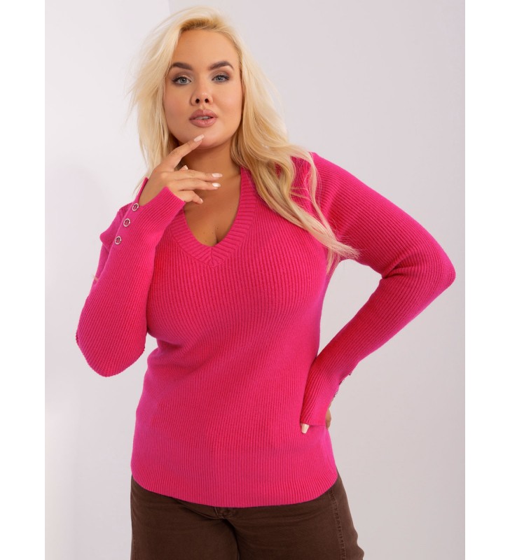 Sweter plus size PM-SW-PM-3770.30 fuksjowy