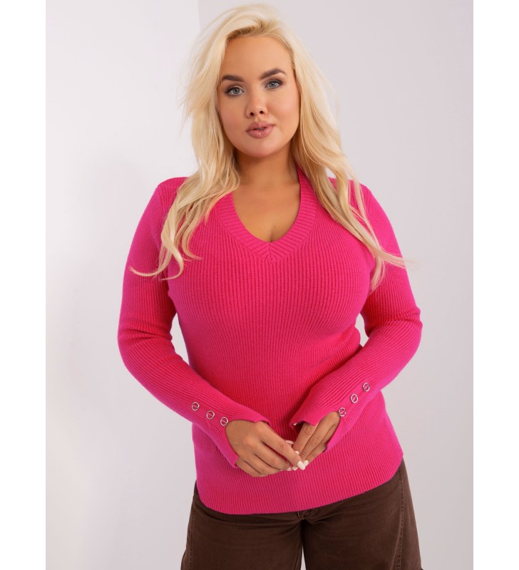 Sweter plus size PM-SW-PM-3770.30 fuksjowy