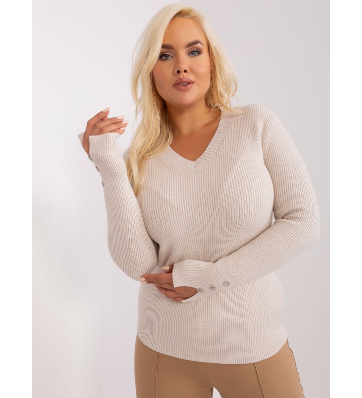 Sweter plus size PM-SW-PM-3770.30 jasny beżowy